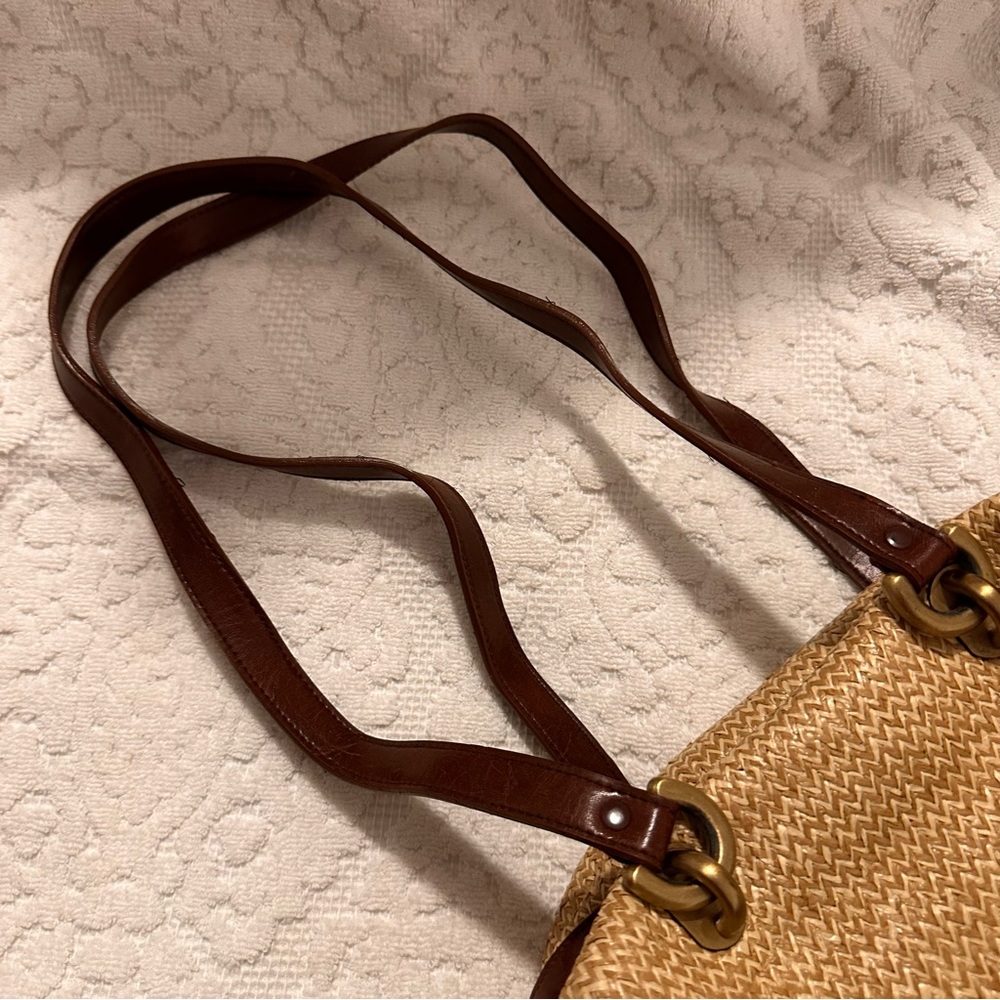 Vintage | Bag | Leather & Straw Shoulder Bag - Picture 8 of 13